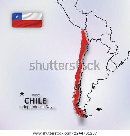 happy independence day of chile, combination map and flag design