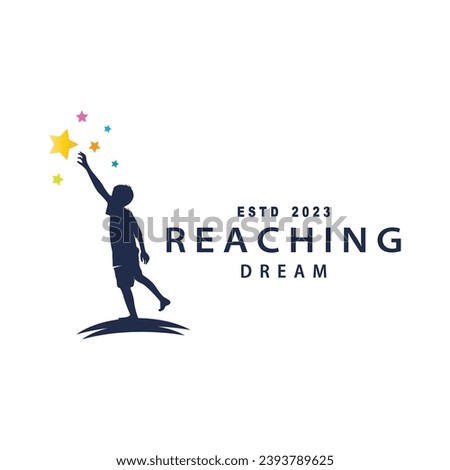 Dream Logo, Kids Dream Inspiration Design, Fun Learning Star Reach Vector, Kids Dream Logo Template