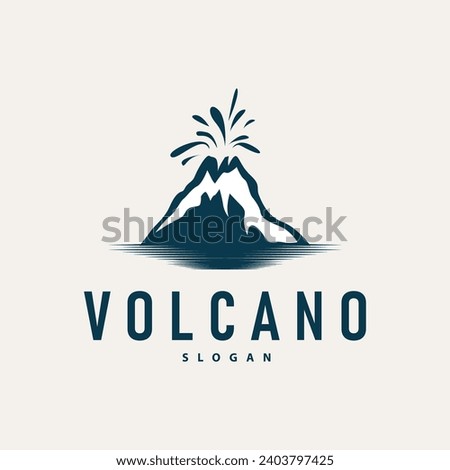 Volcano logo illustration silhouette design volcano mountain erupting with simple rocks and lava