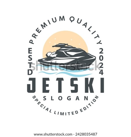 Jet ski logo marine sport jetski brand logo badge template extreme water racing vector business design