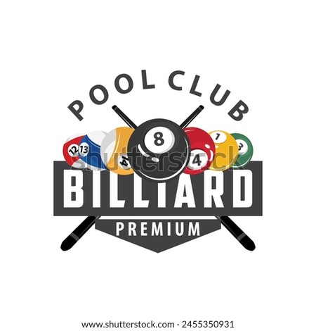 Billiard Logo Minimalist Design Ball and Stick Symbol Illustration Template