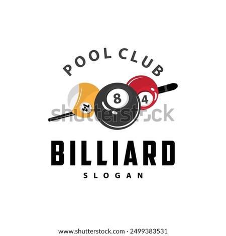 Billiard Logo Minimalist Design Ball and Stick Symbol Illustration Template