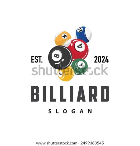 Billiard Logo Minimalist Design Ball and Stick Symbol Illustration Template