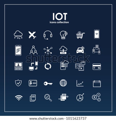 Internet of things icon set. Symbols for IOT with flat outline design. EPS10.