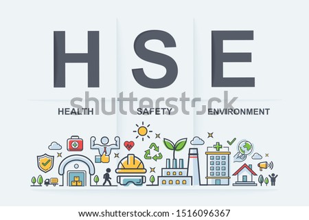 HSE - Health Safety Environment acronym Banner web icon for business and organization. Standard Safe Industrial Work and industrial. Poster design.