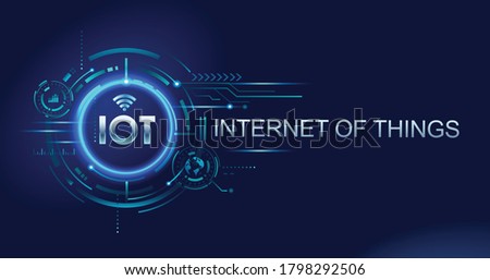 Internet of things (IOT) devices and connectivity concepts on a network. Spider web of network connections with on a futuristic blue background.