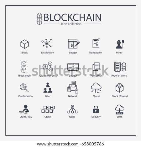 Blockchain web icon set. information icon, analytics, cloud computing, blockchain, block, Distribution, Ledger, Transaction icon