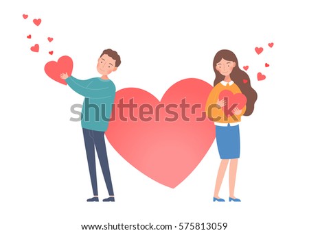 The man holding heart and Woman holding a heart