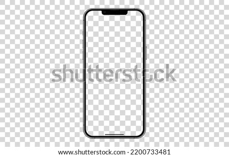 smartphone mockup white screen. mobile phone vector Isolated on White Background. Phone 14 ,13 device UI UX ios 16  Vector illustration