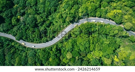 Image, Stock Photo Aerial view of highway with moving cars. Road traffic