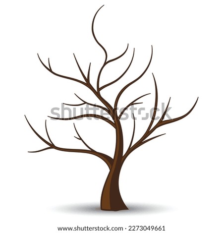 Vector tree. Oak isolated on white. Bare tree without leaves. Oak is a tree or shrub in the genus Quercus of the beech family, Fagaceae. Oakley. Part of series of different trees. Vector illustration