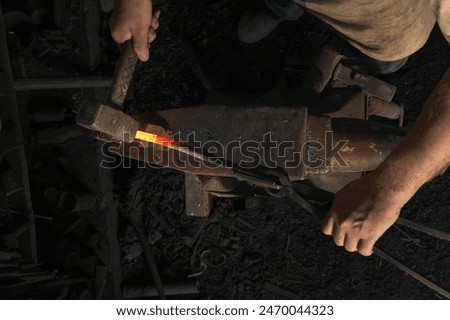 Similar – Image, Stock Photo Metal on anvil in traditional workshop