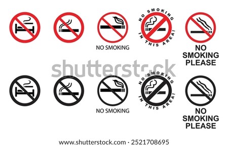 No smoking sign, Smoking prohibited Symbol, No Smoking icon Set, vector, illustration