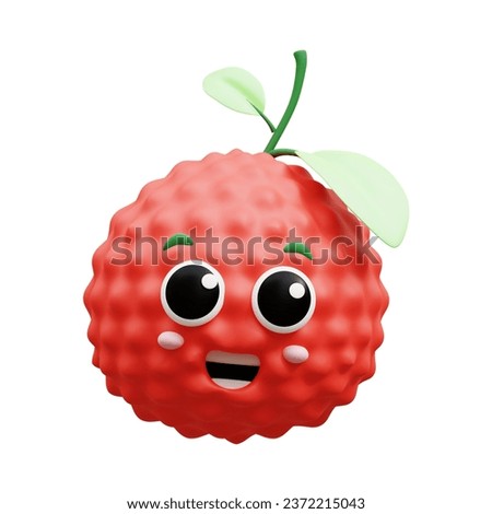 3d rendering of cartoons lychee character isolated on white background. Suitable for ui ux design Foto stock © 