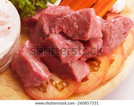 close up beef round cube steak