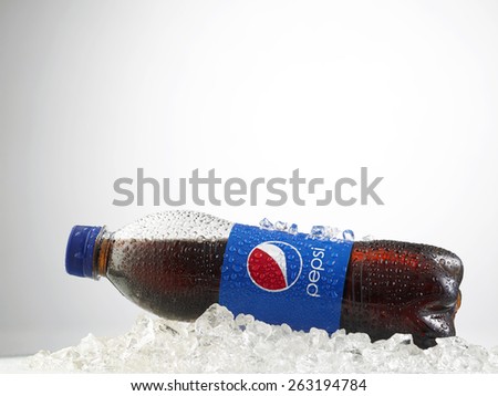 Kuala Lumpur-Malaysia : March 23,2015 Photo of  bottle of pepsi, The brand is one of the most popular soda products in the world and it is sold almost everywhere
