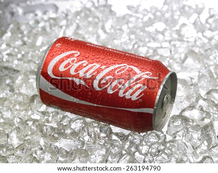 Kuala Lumpur-Malaysia : March 24,2015 Photo of a can of Coca-Cola . The brand is one of the most popular soda products in the world and it is sold almost everywhere