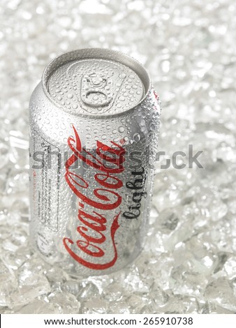 KUALA LUMPUR, MALAYSIA - April 2nd 2015.Photo of a can of Coca-Cola light . The brand is one of the most popular soda products in the world and it is sold almost everywhere