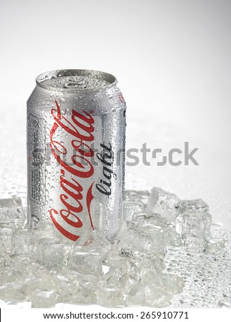 KUALA LUMPUR, MALAYSIA - April 2nd 2015.Photo of a can of Coca-Cola light . The brand is one of the most popular soda products in the world and it is sold almost everywhere