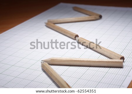 stock image of the pencil arrange in a graph line shape