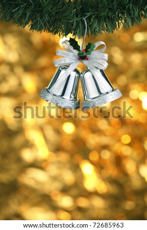 Silver bells hung on the tree.