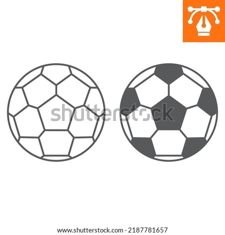 Soccer ball line and solid icon, outline style icon for web site or mobile app, play and sport, football vector icon, simple vector illustration, vector graphics with editable strokes.
