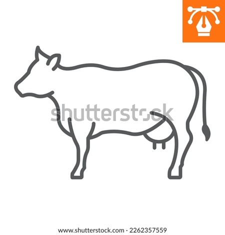 Cow line icon, outline style icon for web site or mobile app, animals and livestock, cow vector icon, simple vector illustration, vector graphics with editable strokes.