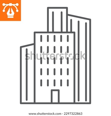 Skyscaper line icon , outline style icon for web site or mobile app, american building and apartment, tower vector icon, simple vector illustration, vector graphics with editable strokes.