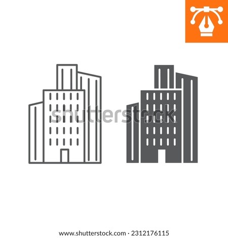 Skyscaper line and solid icon , outline style icon for web site or mobile app, american building and apartment, tower vector icon, simple vector illustration, vector graphics with editable strokes.
