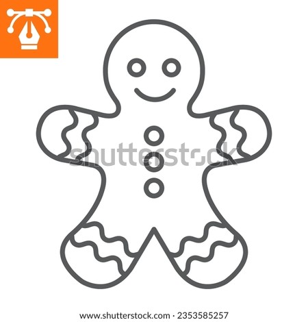 Gingerbread line icon, outline style icon for web site or mobile app, merry christmas and food, traditional ginger man vector icon, simple vector illustration, vector graphics with editable strokes.