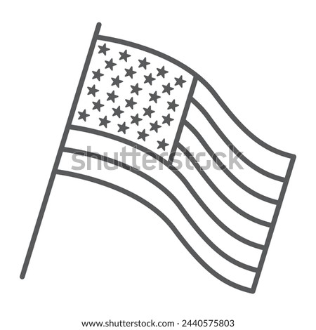 USA flag line icon, outline style icon for web site or mobile app, election and politics, American flag vector icon, simple vector illustration, vector graphics.