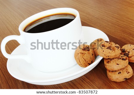 Afternoon snack- Strong black coffee and chock chip cookies