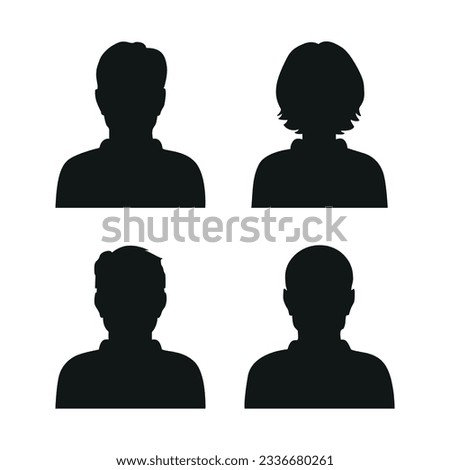 Vector flat illustration in black color. Avatar, user profile, person icon, profile picture. Suitable for social media profiles, icons, screensavers and as a template. Foto stock © 