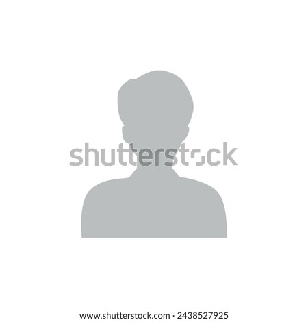 Vector flat illustration in grayscale. Avatar, user profile, person icon, gender neutral silhouette, profile picture. Suitable for social media profiles, icons, screensavers and as a template.