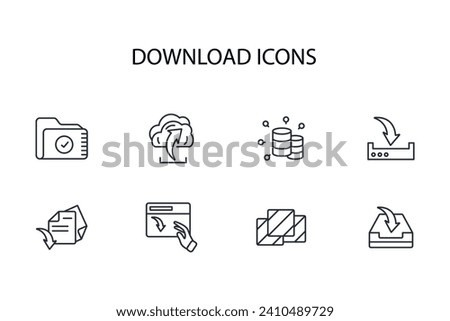 Download icon set.vector.Editable stroke.linear style sign for use web design,logo.Symbol illustration.