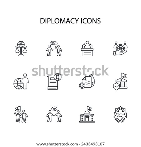 diplomacy icon set.vector.Editable stroke.linear style sign for use web design,logo.Symbol illustration.