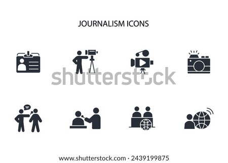 journalism icon set.vector.Editable stroke.linear style sign for use web design,logo.Symbol illustration.