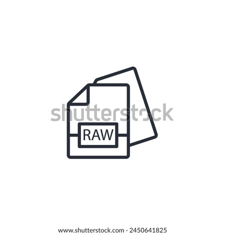 RAW file icon. vector.Editable stroke.linear style sign for use web design,logo.Symbol illustration.