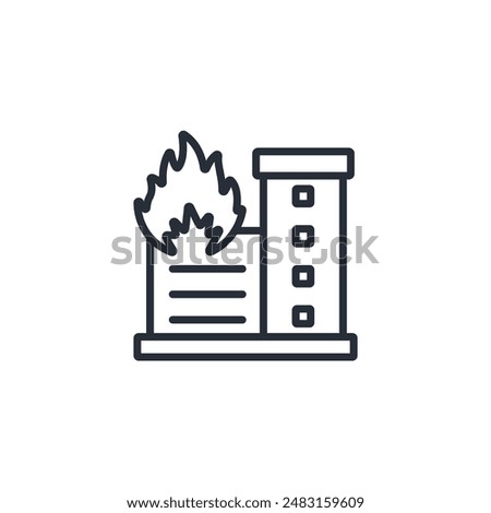 buildings fire icon. vector.Editable stroke.linear style sign for use web design,logo.Symbol illustration.