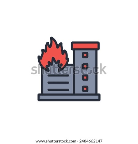 buildings fire icon. vector.Editable stroke.linear style sign for use web design,logo.Symbol illustration.