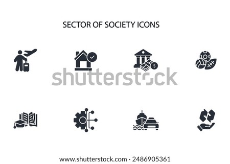 Sector of society icon set.vector.Editable stroke.linear style sign for use web design,logo.Symbol illustration.