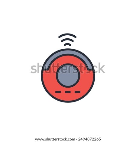 Robot vacuum icon. vector.Editable stroke.linear style sign for use web design,logo.Symbol illustration.