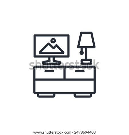 tv dresser icon. vector.Editable stroke.linear style sign for use web design,logo.Symbol illustration.