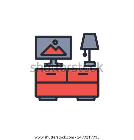 tv dresser icon. vector.Editable stroke.linear style sign for use web design,logo.Symbol illustration.