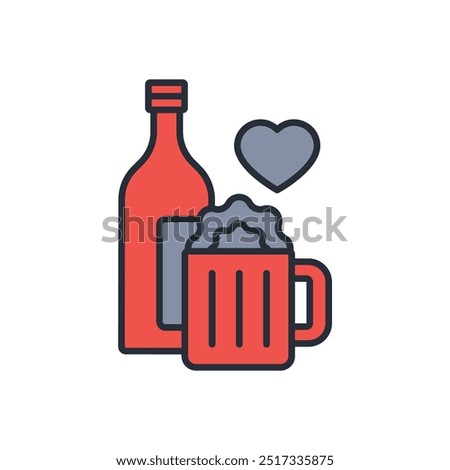 i love beer icon. vector.Editable stroke.linear style sign for use web design,logo.Symbol illustration.