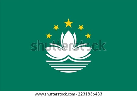 Flag Macau region on the south coast of mainland China