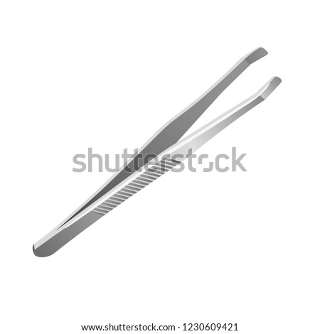 Vector isolated illustration of realistic metal eyebrow tweezers.