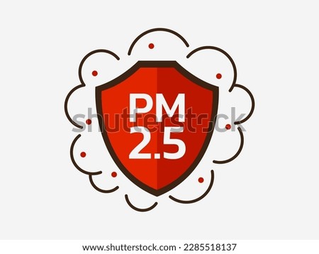 Air Pollution icon logo infographic PM 2.5, Dust PM 2.5 protection concept, Vector illustration.
