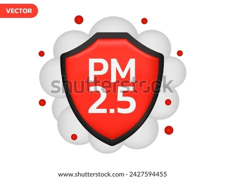 3D Air Pollution icon, logo for infographic PM 2.5, Dust PM 2.5 protection, Unhealthy vector illustration design concept. 3D vector Air pollution source symbol design.