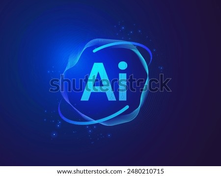 Artificial intelligence with letter AI in Abstract Technology Circle Wave Moving Analysis vector design concept. AI technology for advance technology, robotic, web, new technology, ui, business.